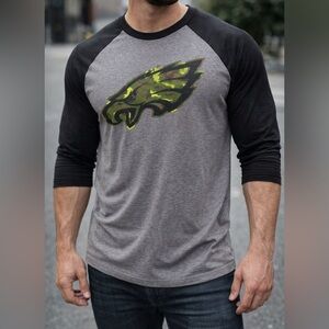 Fanatics Gray and Black Long Sleeve Tee with Camo Logo